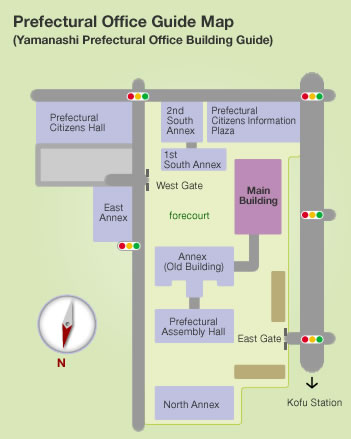 Prefectural Office Guide Map
(Yamanashi Prefectural Office Building Guide)