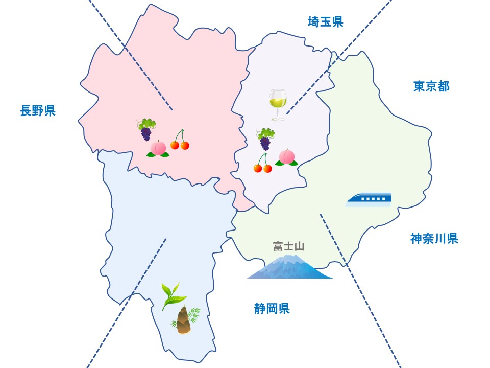 山梨県の地図です