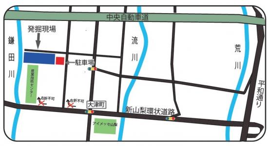 R7大津天神堂遺跡発掘調査駐車場位置