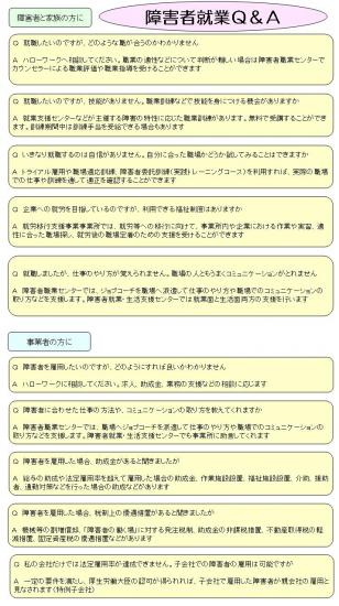 障害者就業・就労に対する施策（Q&A)