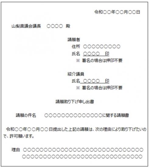 請願書の取り下げ