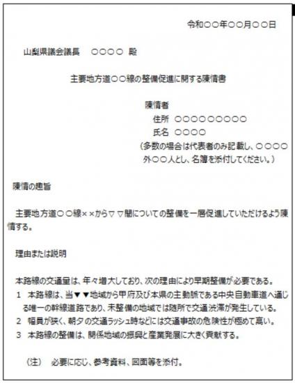 陳情書記載例