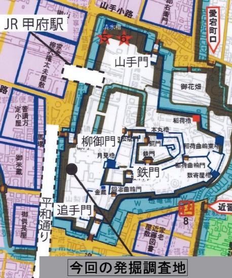 甲府城跡駐輪場発掘地点