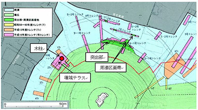 突出部と周濠区画帯図