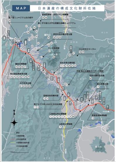 日本遺産星降る中部高地の縄文世界構成文化財マップ