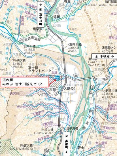 位置図道の駅みのぶ　富士川観光センター