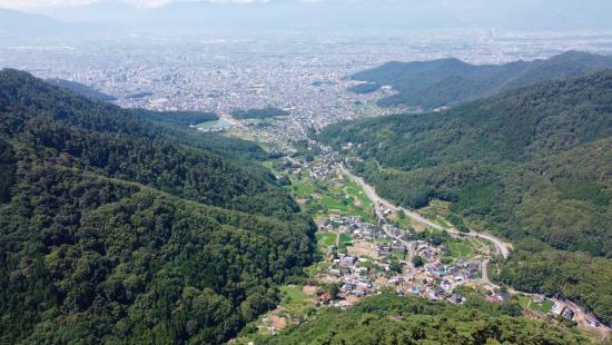 2史跡要害山上空から見た史跡武田氏館跡